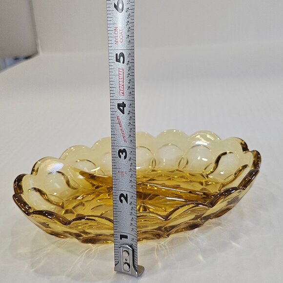 MCM Anchor Hocking Fairfield Amber Glass Oval Divided Relish Dish 7" Long - Picture 9 of 10
